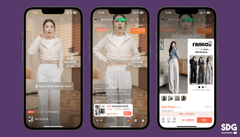 Host doing product demo by live-streaming on WeChat